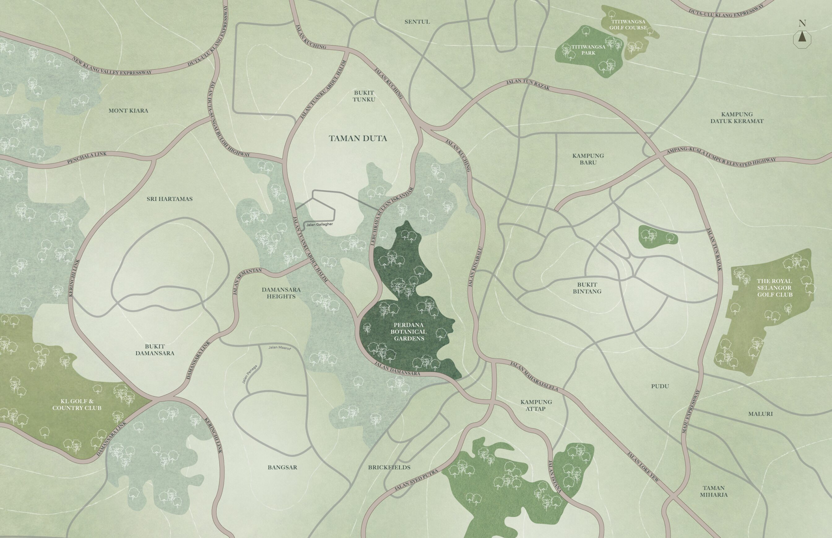 Map of Eden Taman Duta and surrounding Kuala Lumpur landmarks